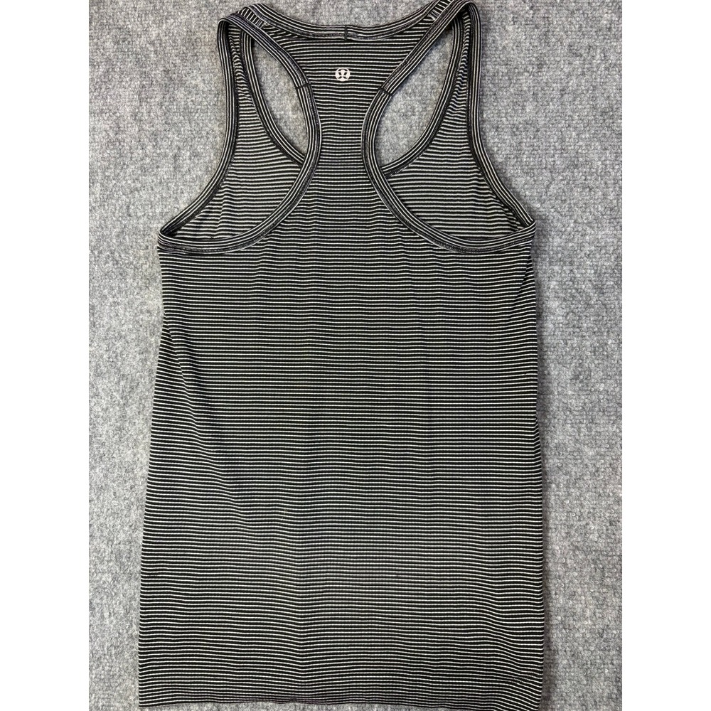 Lululemon Swiftly Tech Racerback Tank Top Black White Striped Sz 4